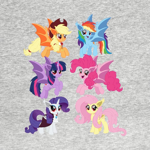 Mane 6 bat ponies by CloudyGlow